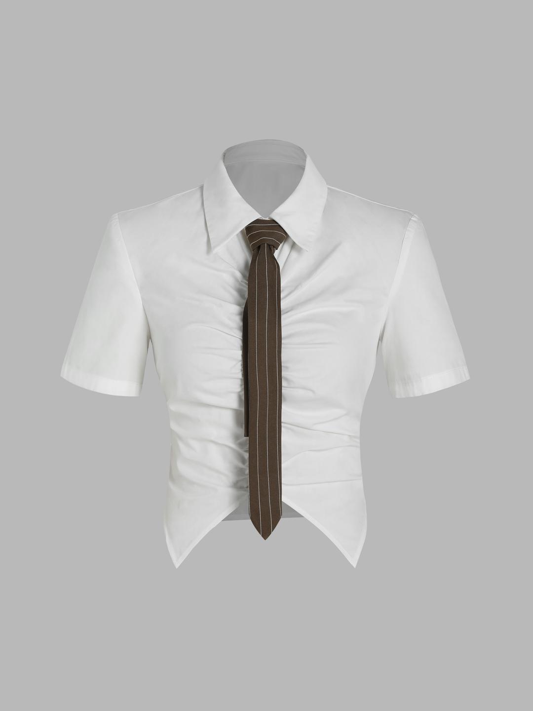 Study Break Button Up Blouse With Tie