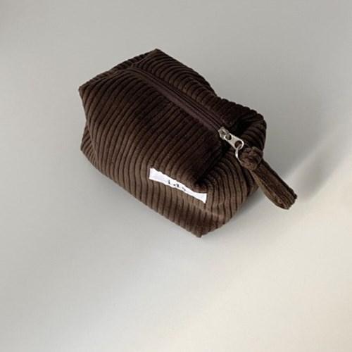 골덴 브라운 네모 파우치(Corduroy brown oblong pouch)