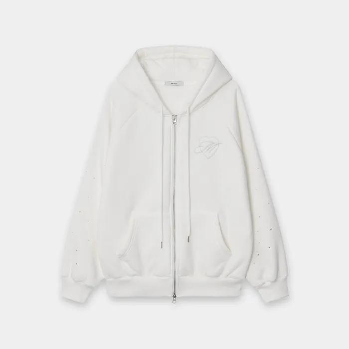 Glitter Stone Hoodie Zip-Up White