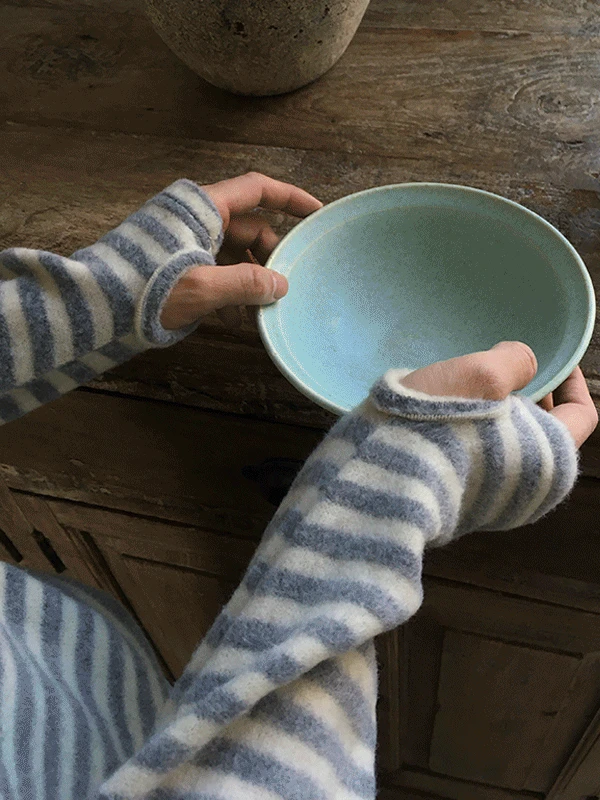 프렙 스트라이프 워머 기모 후드티