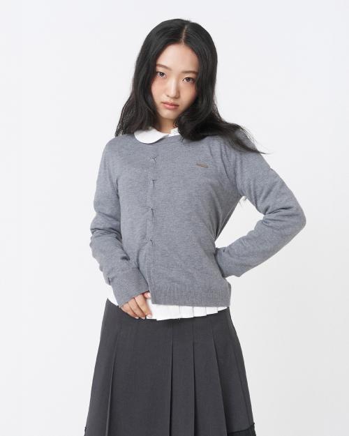 Origami pleats knit top GREY