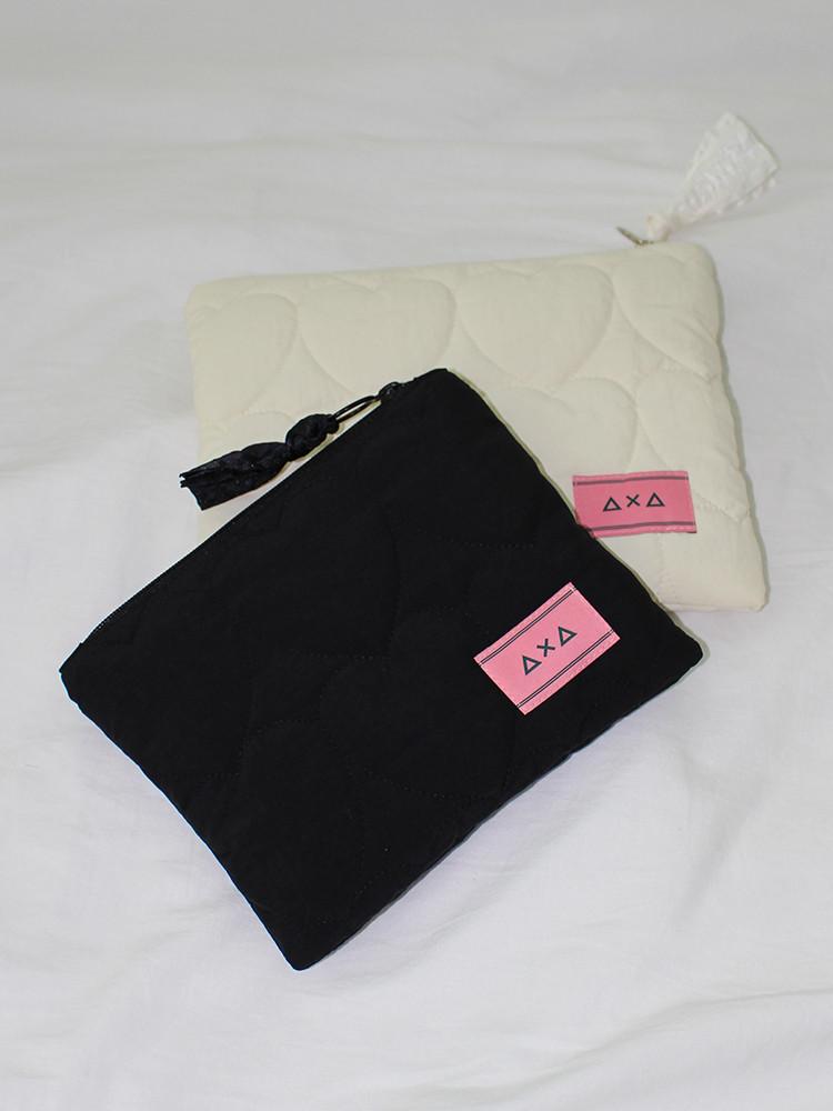 에이바이에이 하트 패딩 누빔 파우치 블랙 자체제작 태블릿파우치 11인치