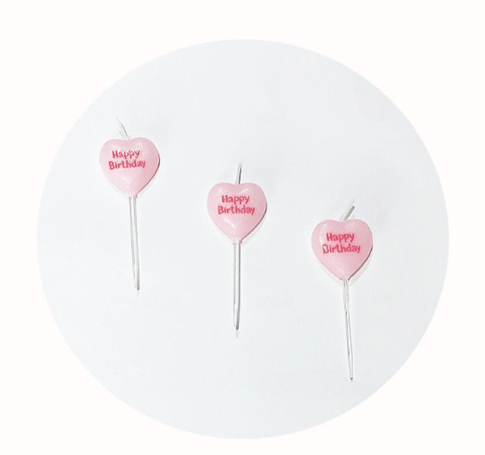 벌스데이  핑크하트   생일초 귀여운 케이크초 (5개입)