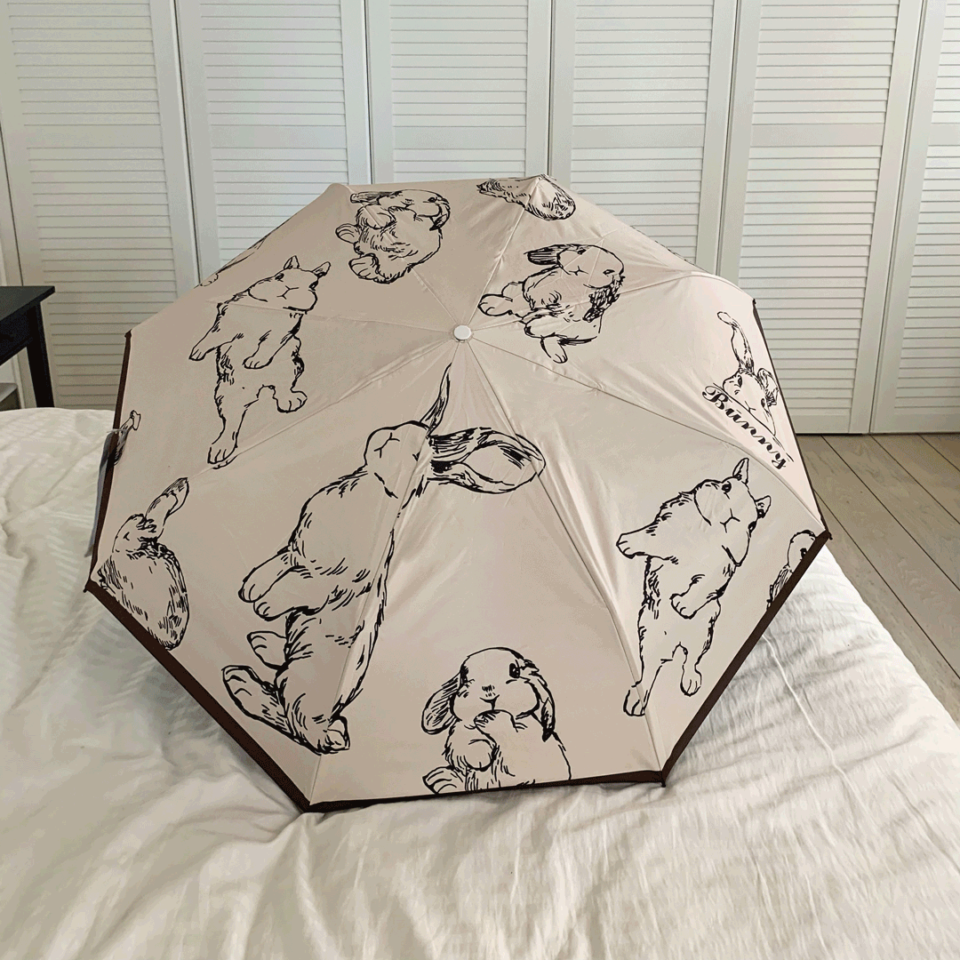 밤빌리 [☀️☔️] 토끼 3단 자동 암막 우산 양산 양우산