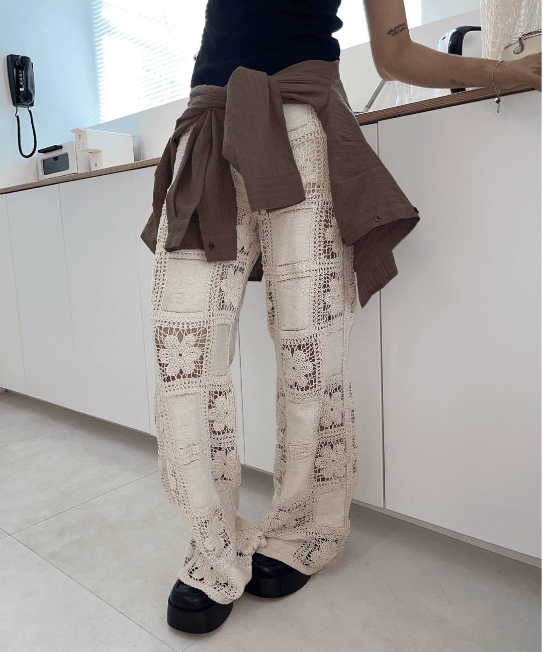 모드니치 FLOWER KNITTED PT