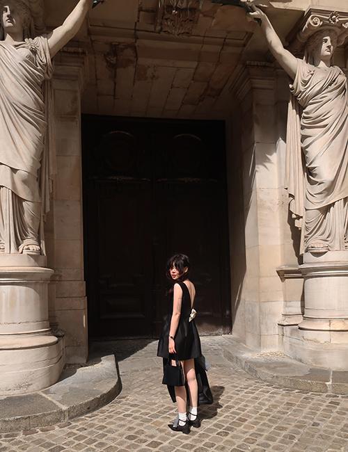 mikado silk corsage dress