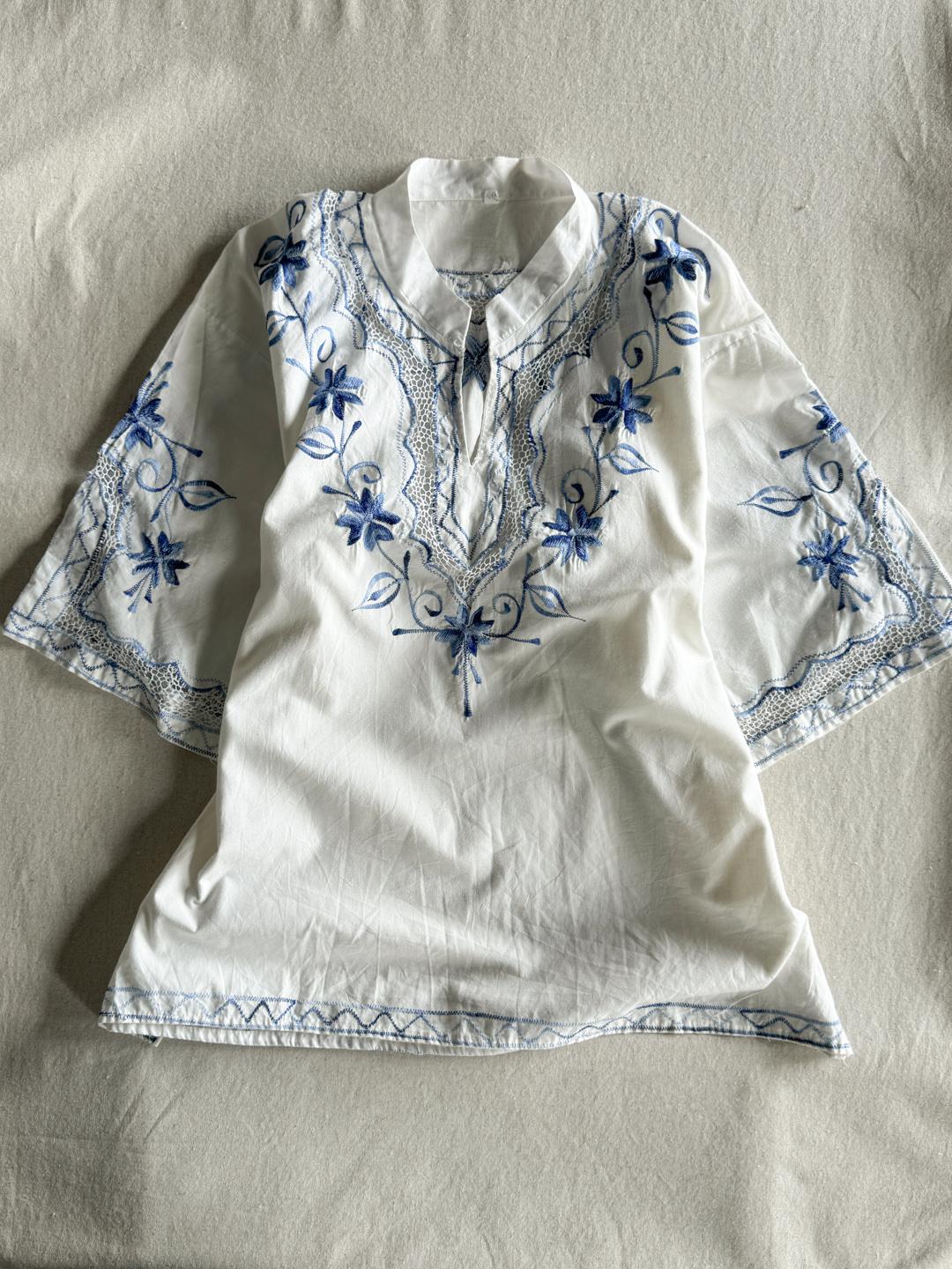 blue embroidered shirts A7558