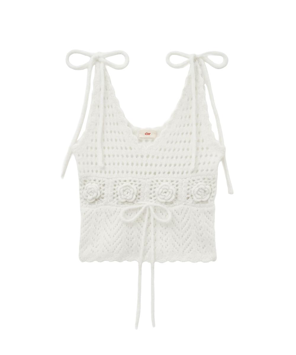 FLOWER CROCHET BUSTIER - IVORY