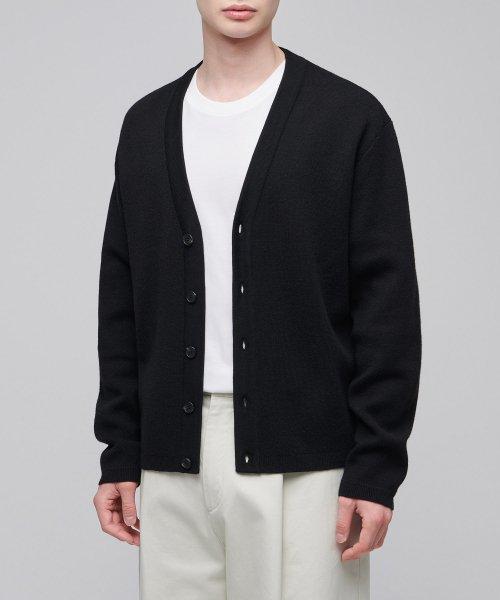 미니멀 세미 크롭 가디건 [블랙]