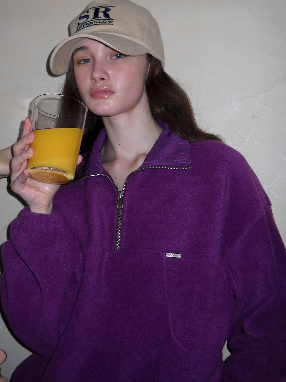 FLEECE HALF ZIP UP - PURPLE