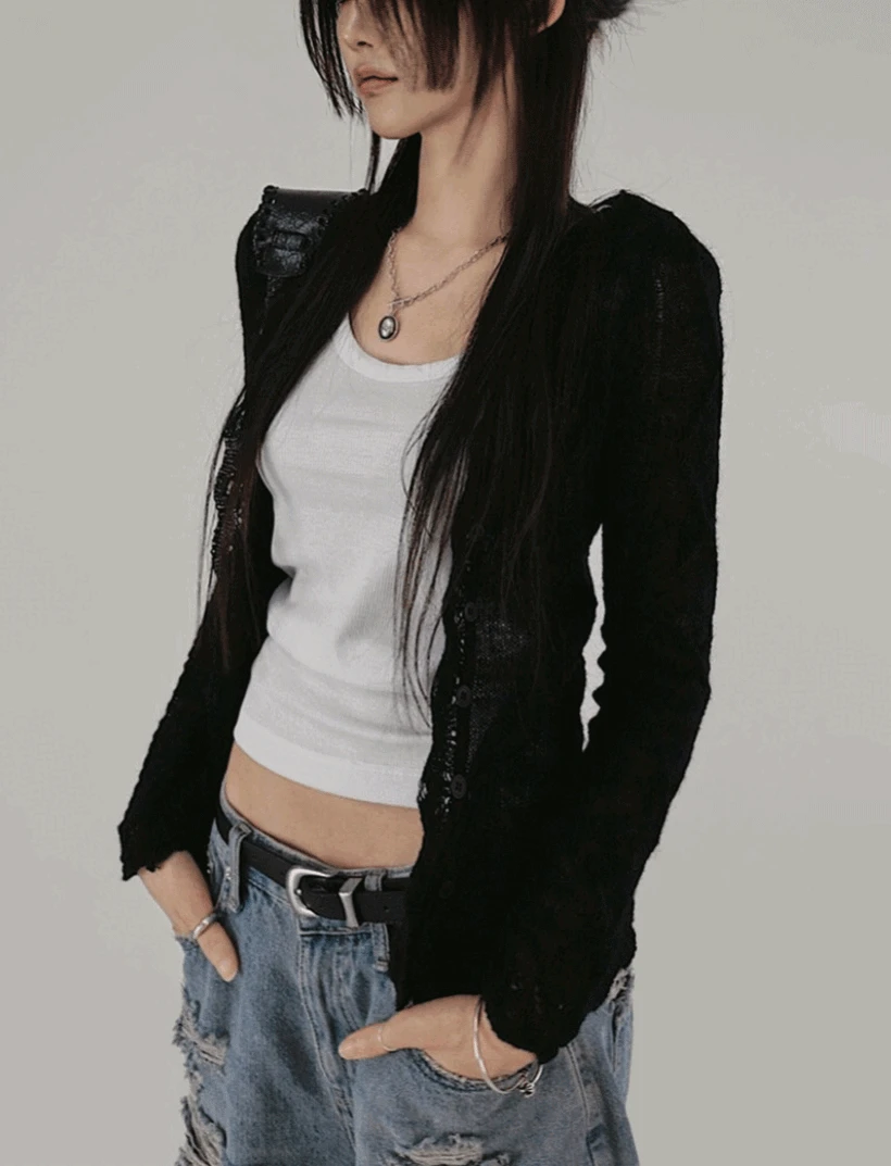 ETHNIC LOOSE FIT LACE FRILL KNIT CARDIGAN 에스닉 루즈핏 레이스 프릴 니트가디건 (3COLORS)