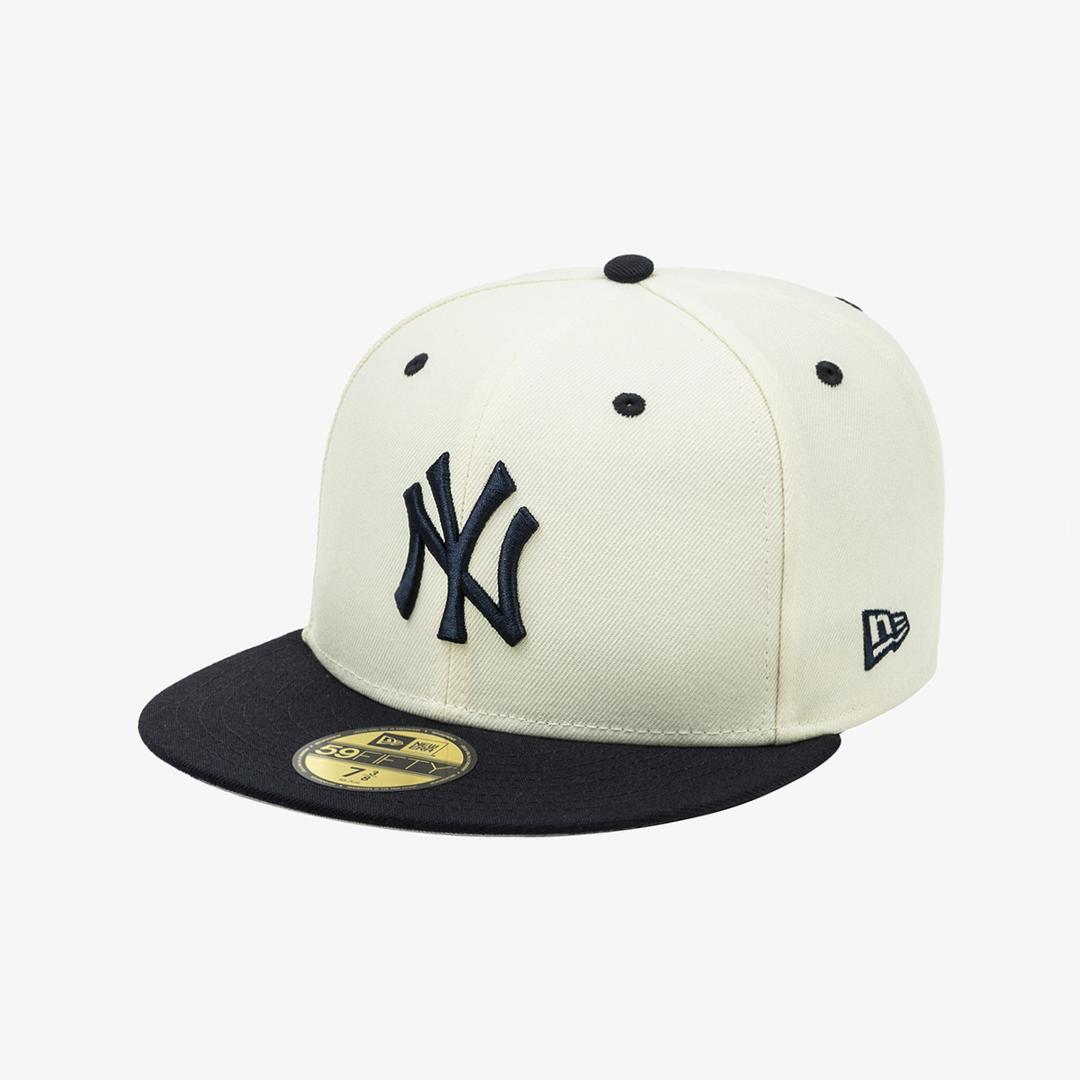 MLB 뉴욕 양키스 울 바이저 사이드 패치 사이즈캡 크롬 화이트/네이비
