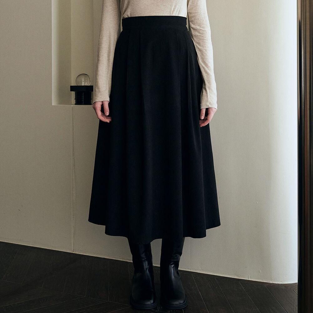 마일드 코듀로이 핀턱 스커트 - 블랙