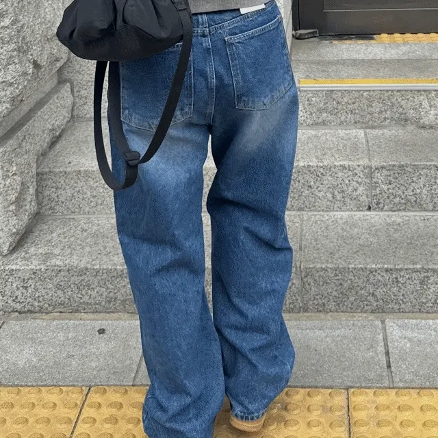 도밍고워싱 중청 와이드 데님팬츠