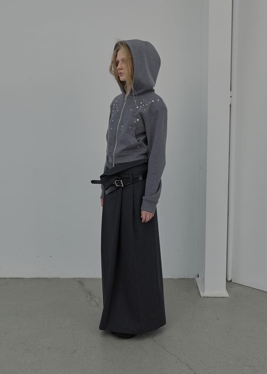 SPARKLE ZIP-UP HOODIE (MELANGE GREY)