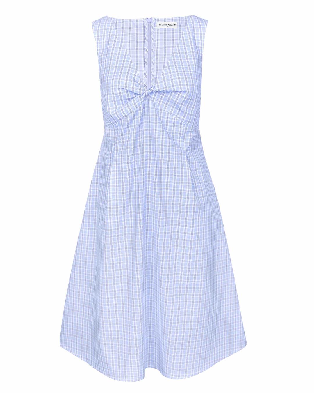 Mona Midi Dress - Sky Blue Check - XS