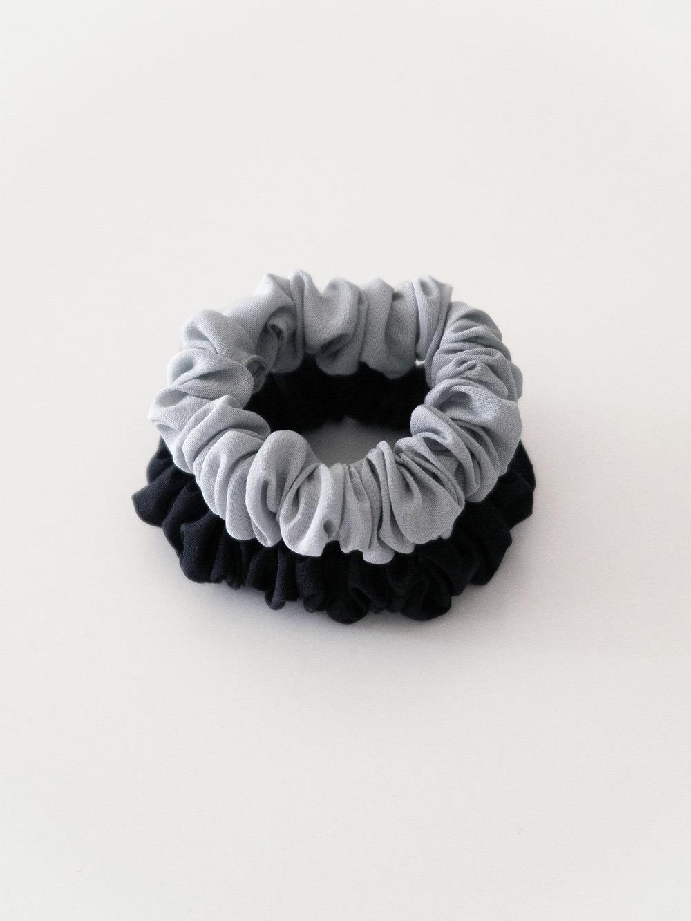 (MATTE) HELEN SILK SCRUNCHIE (BL/LG, BABY SET OF 2)