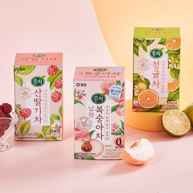 [내일도착] 순작 납작복숭아차 티백 과일허브티 청귤차 산딸기차 3개 골라담기