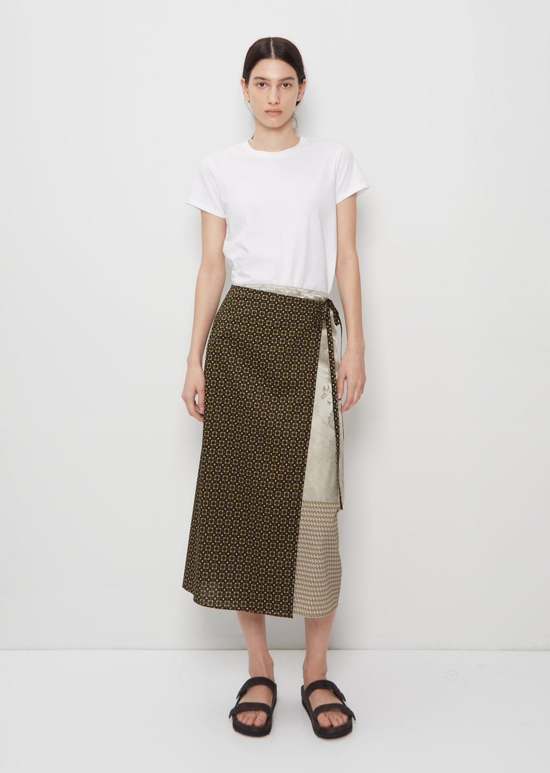 Wrap Silk Viscose Blend Skirt - XS / Patchwork