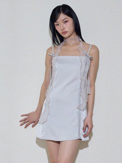 새틴 레이스 리본 미니원피스 GY
