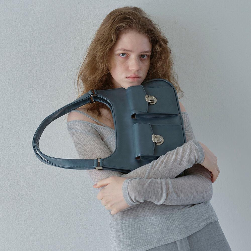 DOUBLE POCKET BAG, BLUESTONE