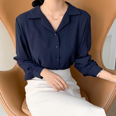 이런 상품 어때요? 오픈카라 링클프리 기본 여성 오피스룩 정장 긴팔 블라우스 봄가을 면접 하랙 연말룩
