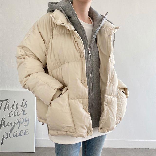 [브랜디특가] 패딩점퍼 후드 집업 숏패딩 웰론 캐주얼 여성 박시 검정 블랙 아이보리 베이직 여자 패딩_베러리2_