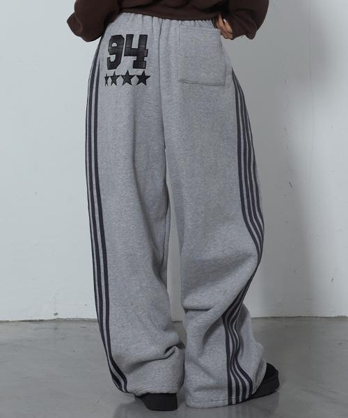 (기모 ver)체크 넘버 트랙 팬츠 멜란지