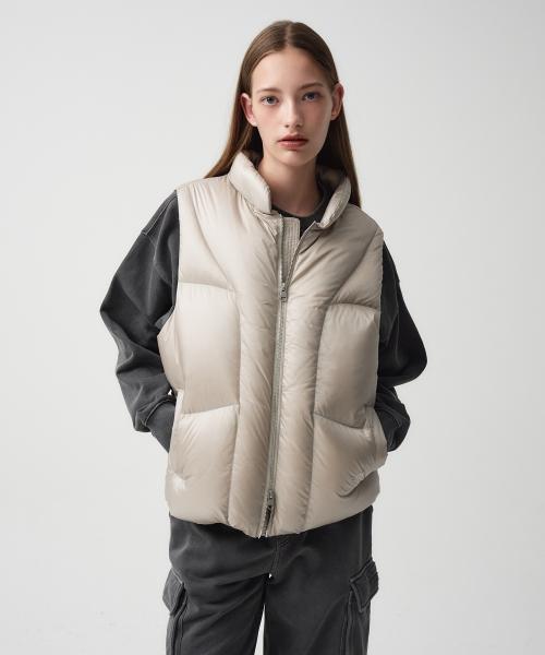 GLOSSY DUCK DOWN VEST light gray