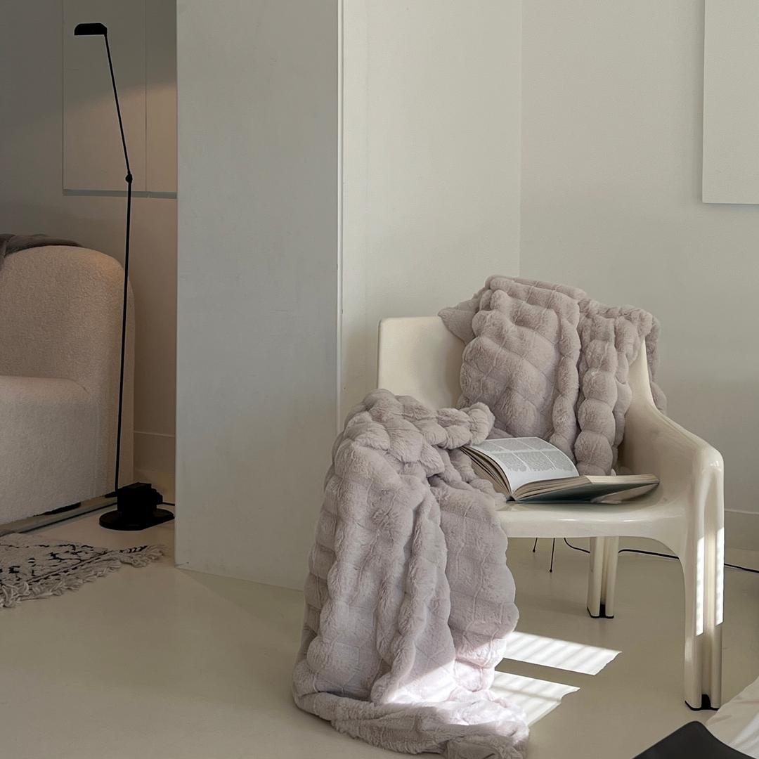 소프트 밍크 극세사 담요 스프레드 (무릎담요,싱글) 아이보리,베이지,그레이