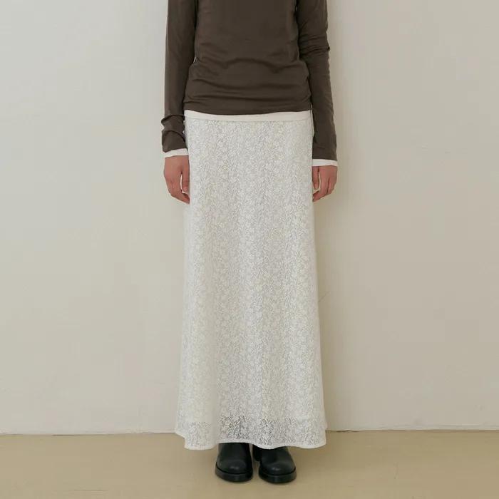 lace banding skirt-ivory