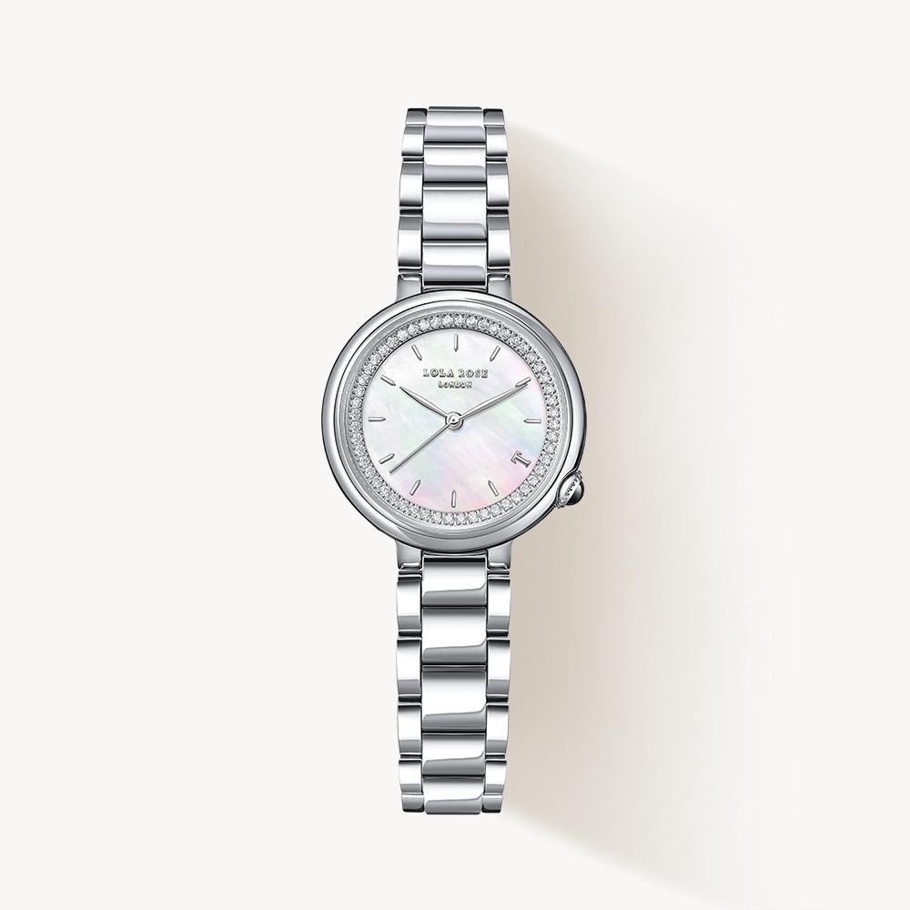 롤라로즈 Tea-Time 마더오브펄 큐빅 여성메탈시계