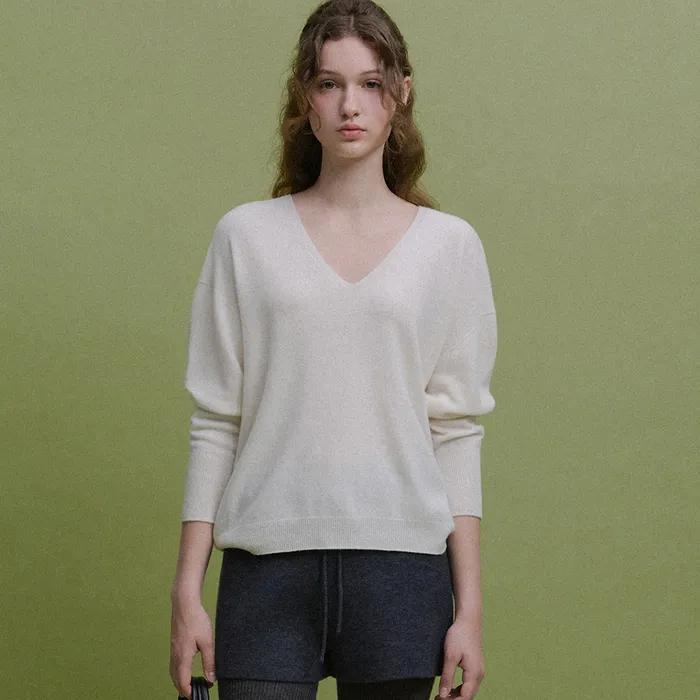 Lei Wool V-neck Knit (Cream)
