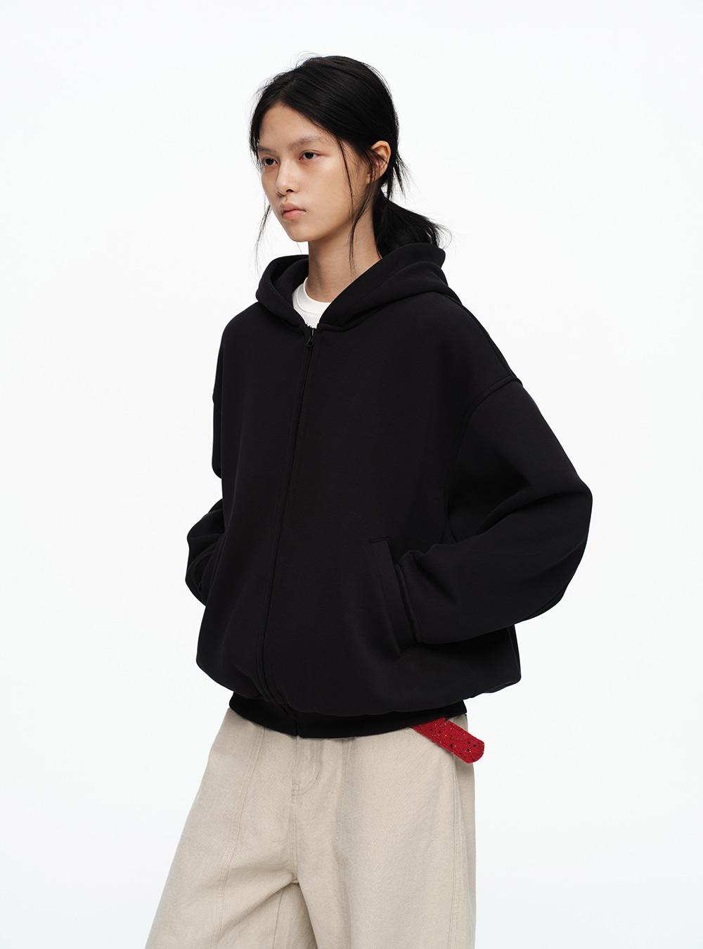 Black Heavyweight Hooded Jacket