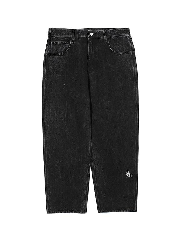 WASHED WIDE DENIM PANTS BLACK