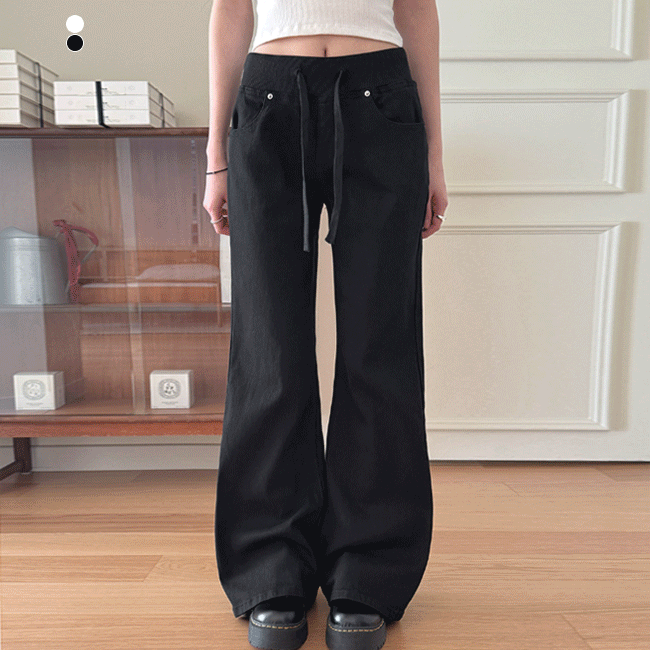 그레이레이즈 [숏,롱/스판쫀쫀🤍] 코튼로우세미부츠컷밴딩팬츠 (2color)