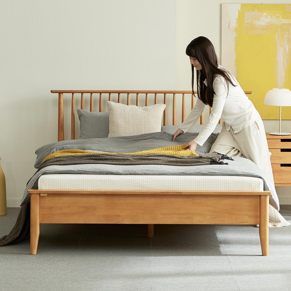 [희망일배송] 마티니 고무나무 원목 침대 프레임 K + IVY 매트리스 K