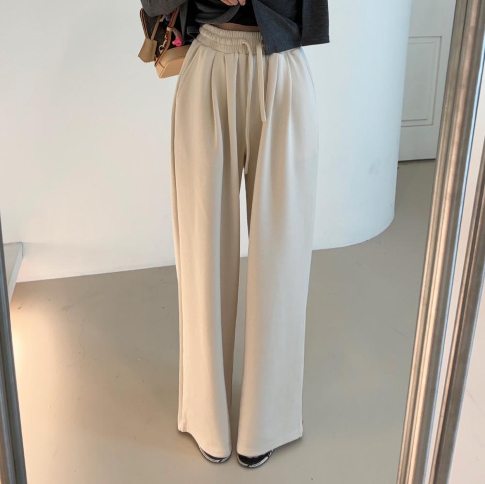 무릎 나옴 없는 와이드 팬츠