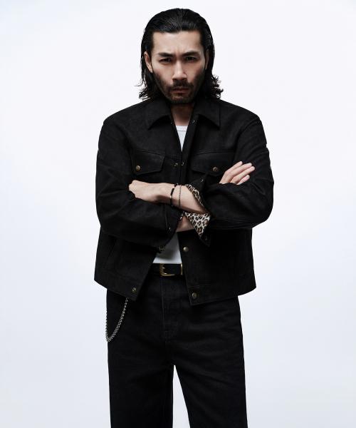 [노홍철 컬래버] 럭키 가이 신세틱 스웨이드 트러커 재킷 [블랙]