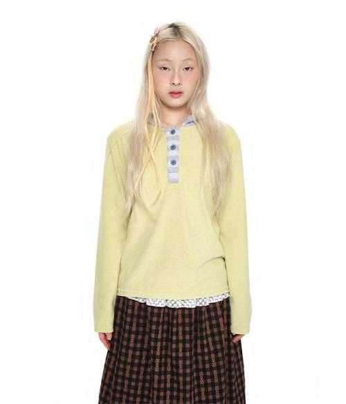 Hooded Henley Tee _lime