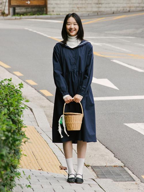 포지타노 세일러 원피스_네이비