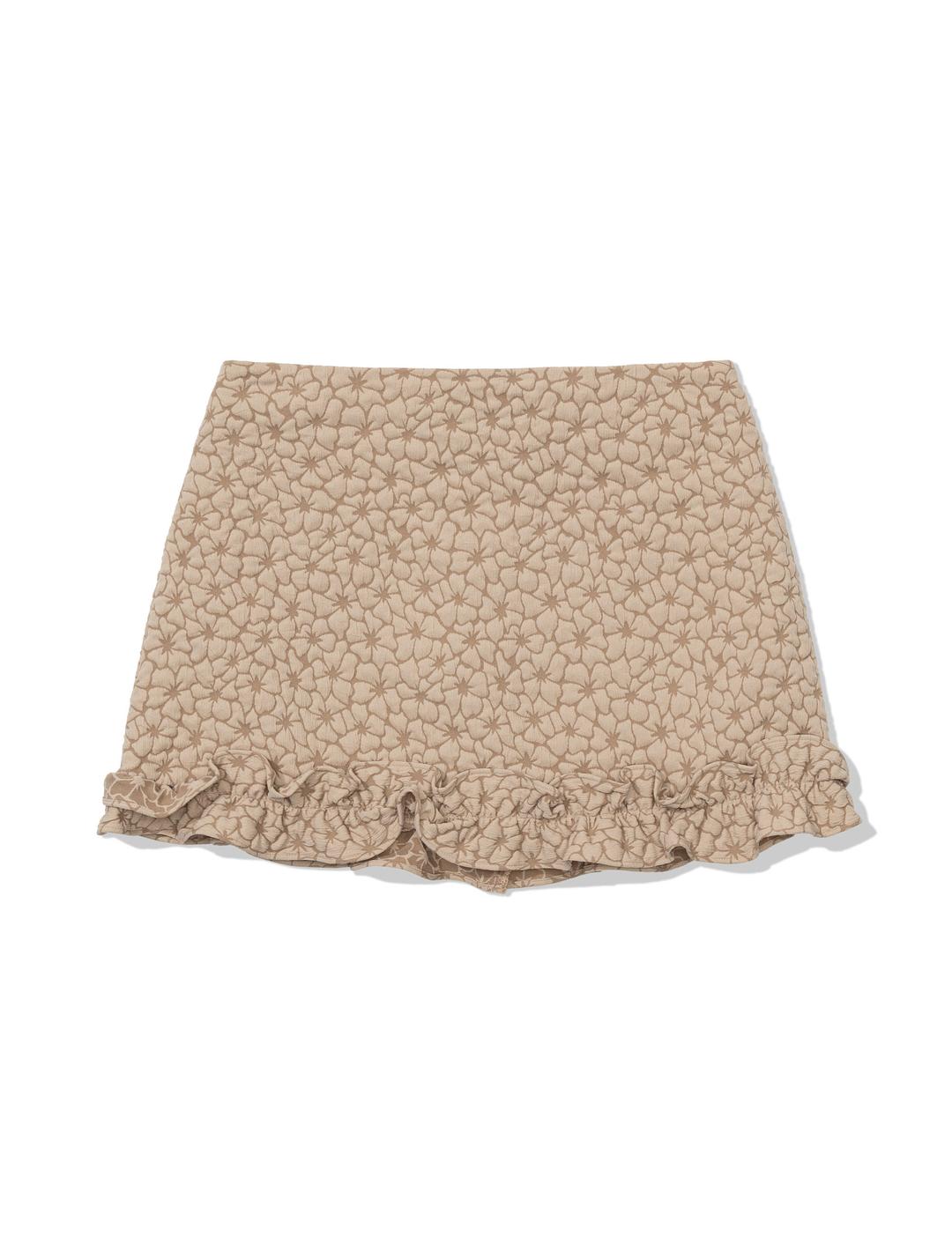 FLOWER RUFFLE MINI SKIRT(BEIGE)