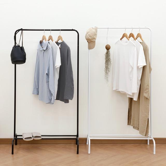 [리빙특가]심플 철제 드레스룸 옷걸이 1단 선반 행거 (블랙,화이트)
