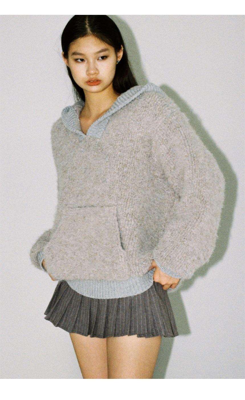 Sweet Chilling Hood Patchwork Sweater & Shorts