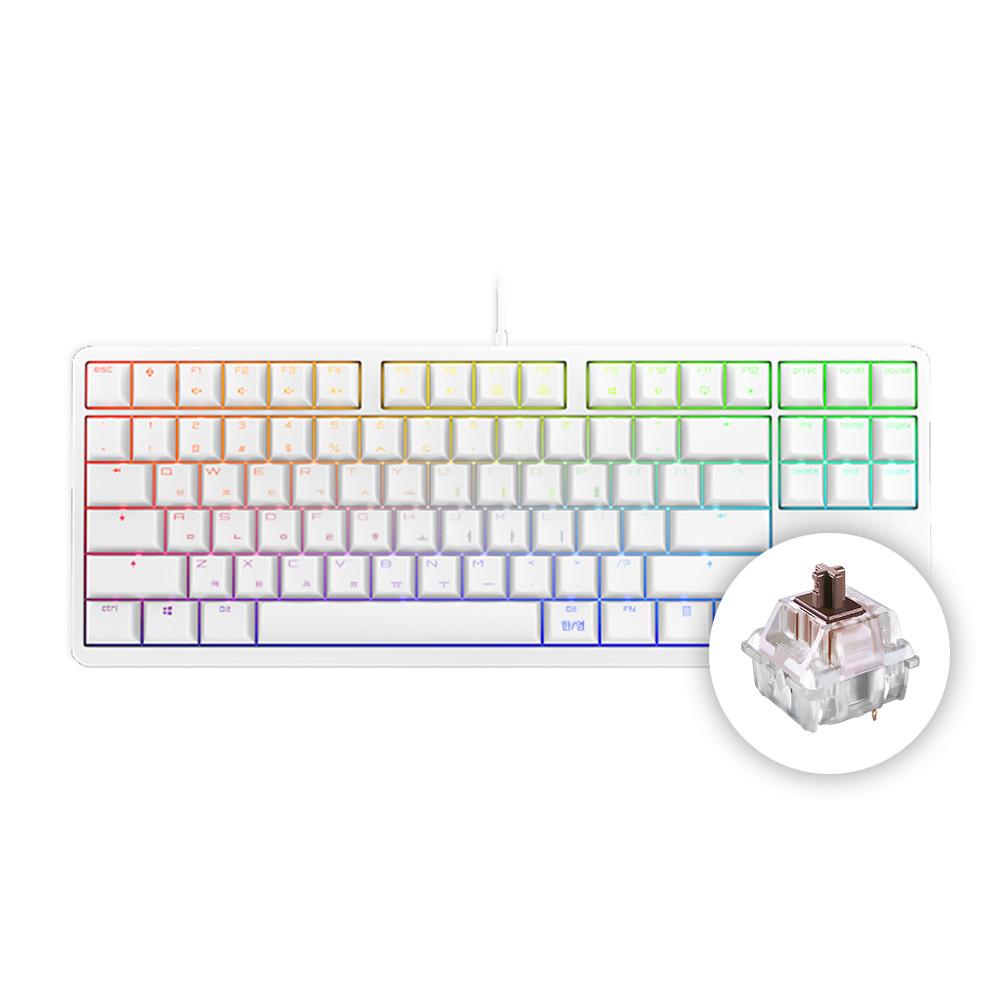 체리 G80-3000S TKL RGB 무보강 체리축 게이밍 기계식 키보드 화이트 갈축