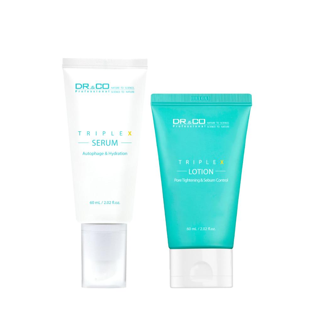 [여드름화장품]닥터앤코 트리플엑스세트 60ml 좁쌀여드름 성인여드름 민감 진정 세럼 로션