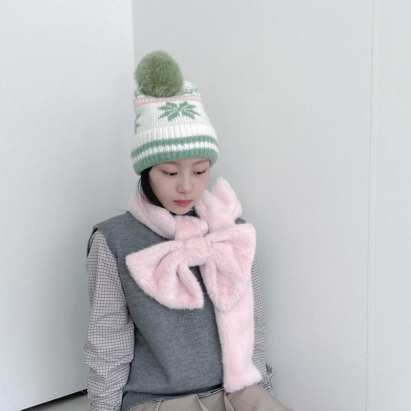 [당일발송] snowflake bobble hat ( 2 color )