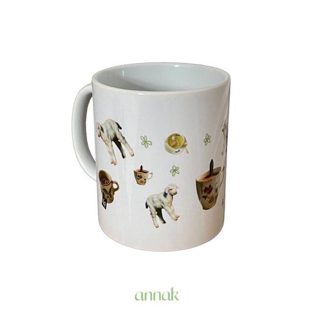 [baby lamb and hot teas in annak mug cup] 염소 양 아기동물 머그컵 세라믹컵 빈티지소품 홈카페 커피잔