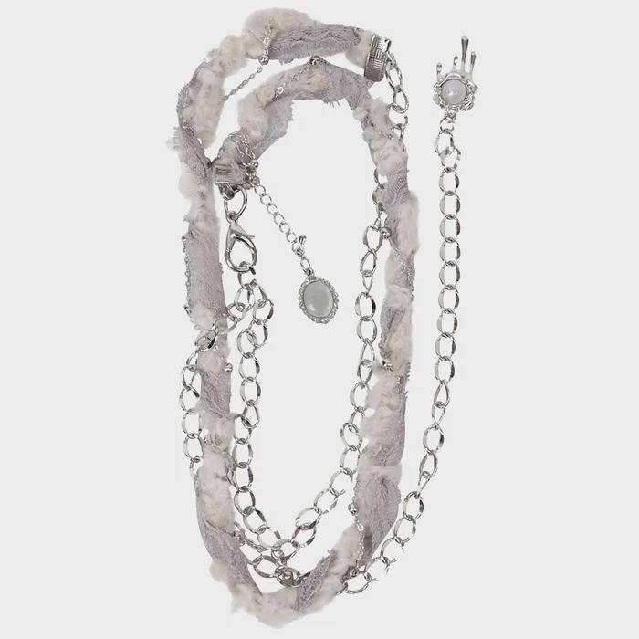 Braided Handmade Chain Belt (FL-732_Gray)