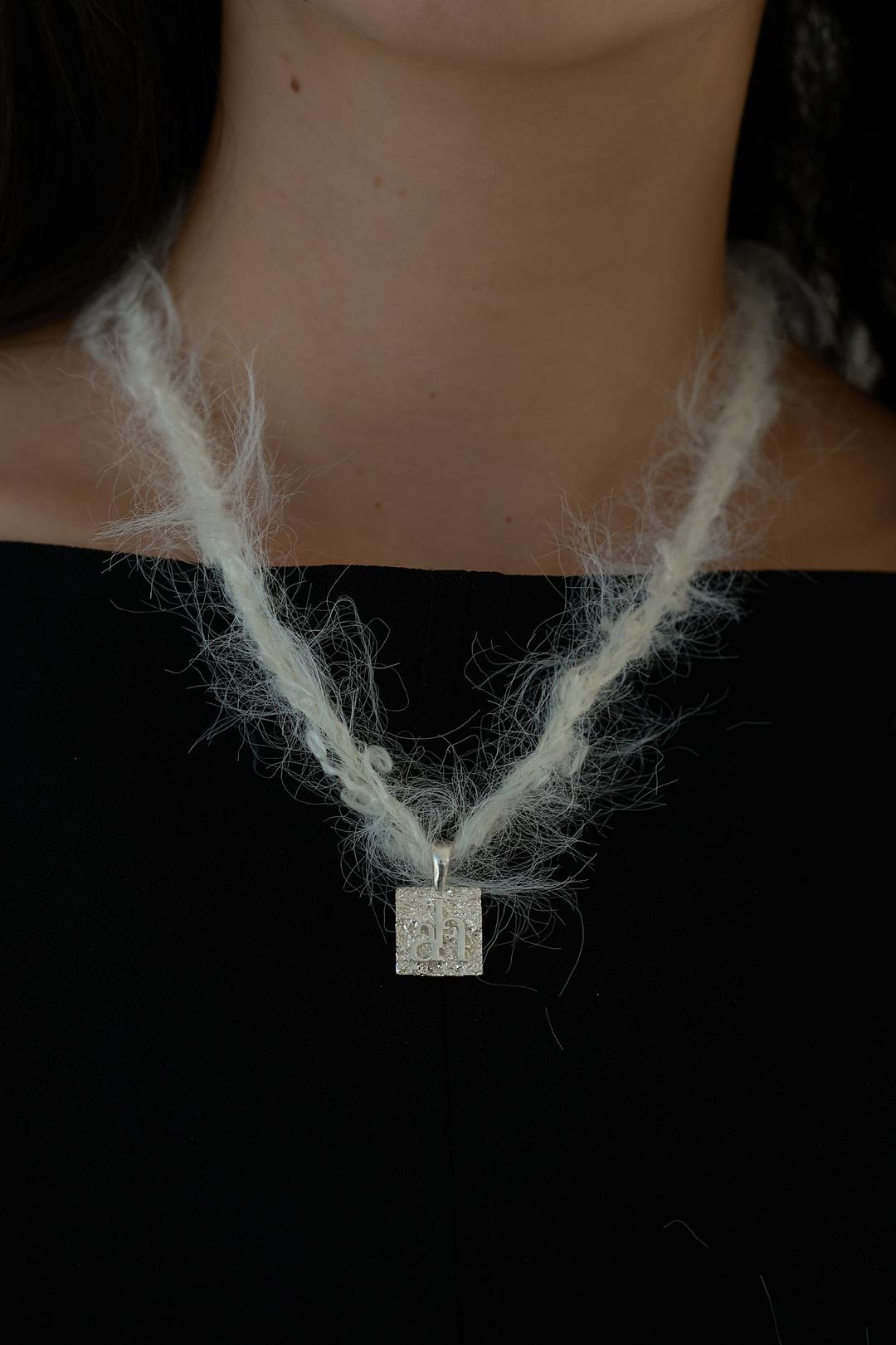 AHJ Rough Texture Necklace. Silver [fur strap]